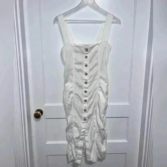Babaton Aritzia Kofi White Dress Button Front Apron Dress - Picture 1 of 7